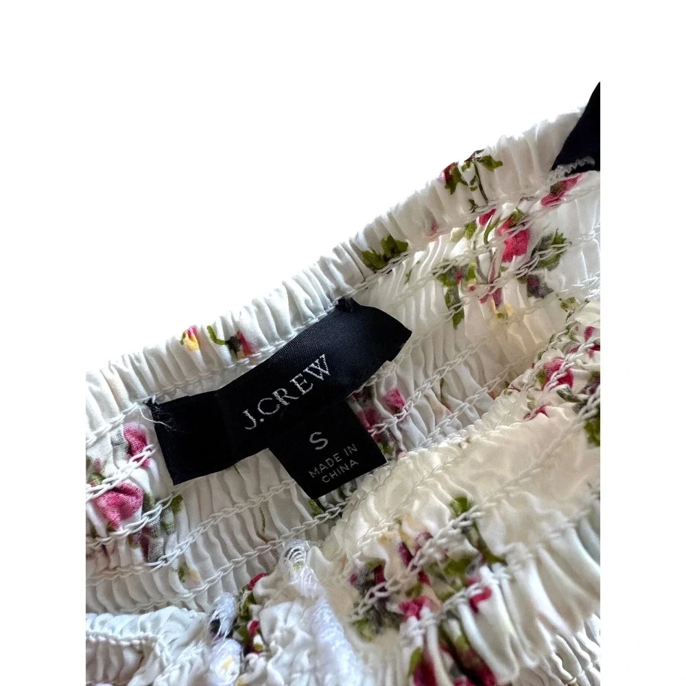 J.Crew Tie Shoulder Smocked Floral Midi Dress S Cottagecore Coquette Preppy